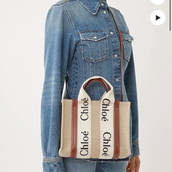 Authentic Chloe Shearling Small Woody Tote w/ Strap - Picture 7 of 7